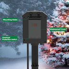 TiFFCOFiO Outdoor Power Strip Weatherproof, 25 FT Extension Cord with Stake, 6 Grounded Outlets for Christmas Yard Decorations and Inflatables, 15A/1875W, ETL Listed