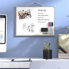 MaxGear Double-Sided Dry Erase Board for Wall, 16"x12" Hanging Whiteboard, Small Dry Erase White Board kit, Portable Whiteboard for Planning, Drawing, Memo, to Do List, Grey Frame