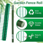Plastic Fencing Temporary Fence,Snow Fence 4x100 with Stakes,Garden Fencings Plastic with Poles,Reusable Safety Fence,Construction Fence,Garden Fencing Roll for Pool,Lawn,Deer