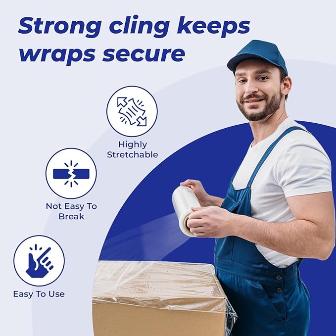 Rosmonde 400 Pack Bulk Plastic Wrap for Moving, Heavy 9.4 Lbs Rolls, 18" x 1500 ft Shrink Wrap for Daily Bulk Wrapping, 80 Gauge, Shrink Wrap Rolls for Storage Solutions, Bulk Stretch Wrap for Moving