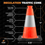 Xpose Safety 12 Inch Orange Traffic Cones with 4" Collar - 4 Pack Multipurpose PVC Plastic Safety Cone for Parking, Soccer, Caution, Kids and Construction - DOT Approved