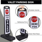OrangeStar 2-Pack Valet Parking Signs - Double-Sided Reflective Parking Lot Signs with Water-Filled Base, Heavy-Duty Traffic Control for Hotels, Restaurants & Events, White