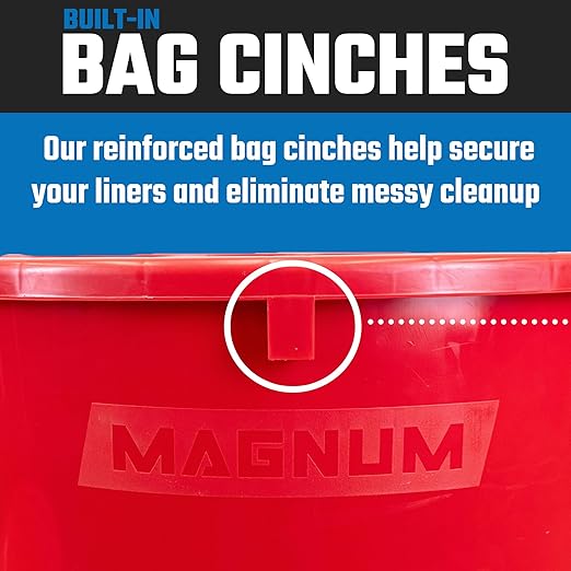 Magnum 32 Gallon Trash Can, High-Vis Red, Construction Grade, Heavy Duty Plastic, Jobsite Ready for Handling and Holding Garbage CMTC-C000-32R02 (2 Pack)