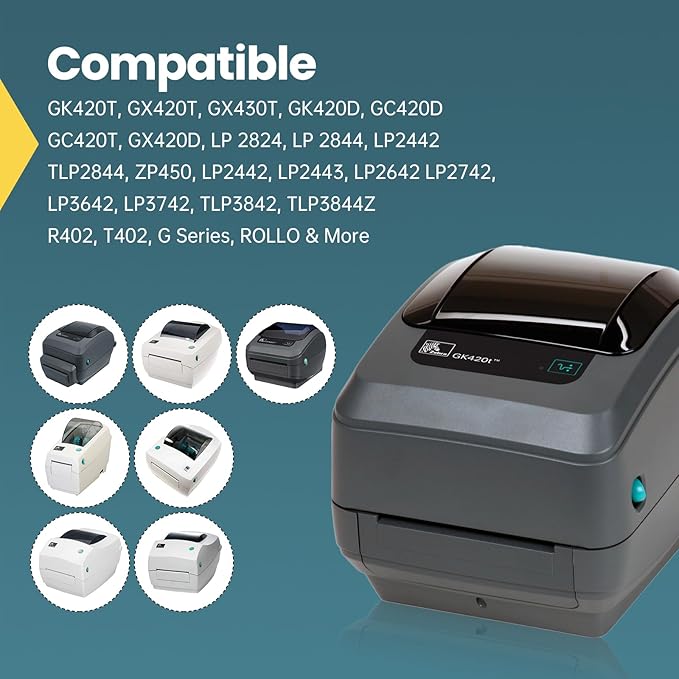 12 Rolls 4" x 2" Thermal Labels - 760 Paper Stickers Per Roll - 4 Rolls - fits Zebra LP2844, GC420, GK420, GX430, ZD220, ZD420, ZD500, ZD620, ZP-500, GT800 Direct Thermal Printers