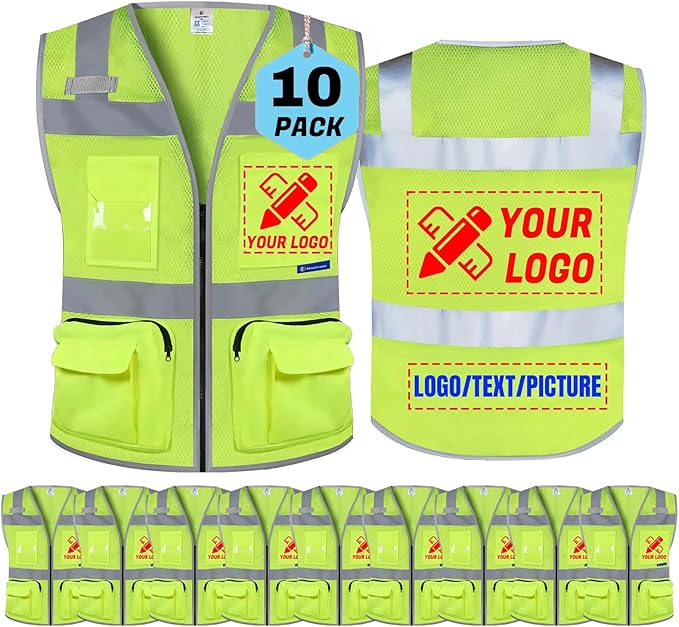 BeautyWill Custom Logo Safety Vest Class2 High Visibility Reflective Vest Breathable Construction Vest