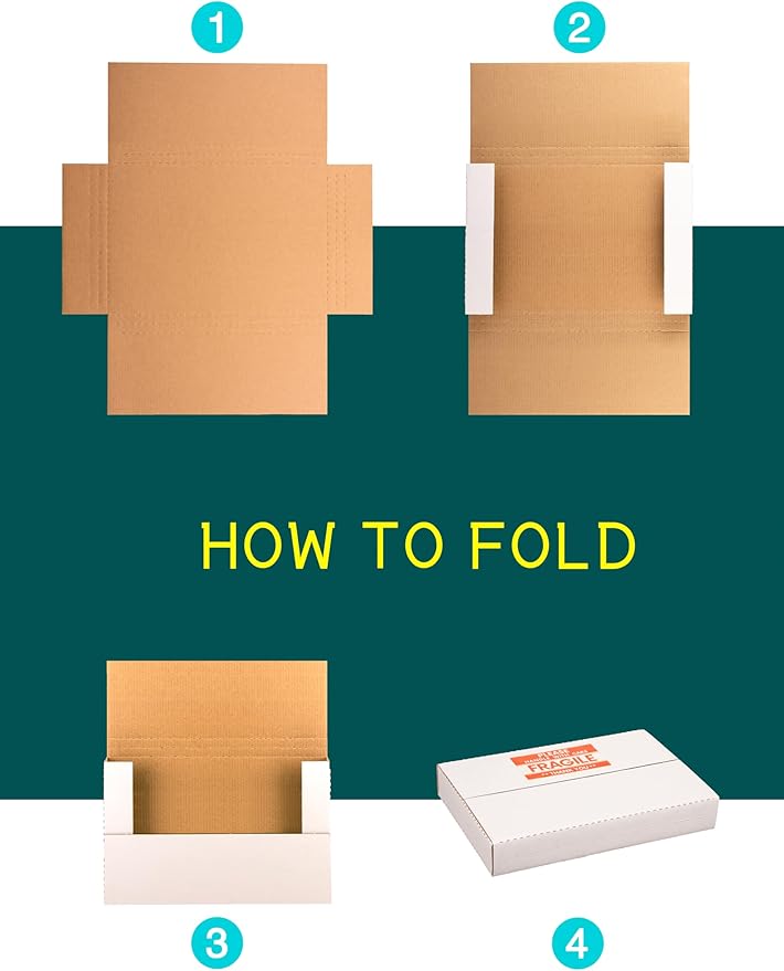9x6x1.3 inch Mailing Boxes, Multi-Depth CD DVD Corrugated Cardboard Boxes with Fragile Stickers for Shipping, Storing, Package, Business or Home, White, 25 Pack