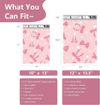 Poly Mailers 12x15.5 Inch 50 Pcs - Pink Bow printed Shipping Bags, 2.4mil Thickness, Waterproof and Tear Resistant Mailing Envelopes, Self-Sealing Packaging Bags for Small Business