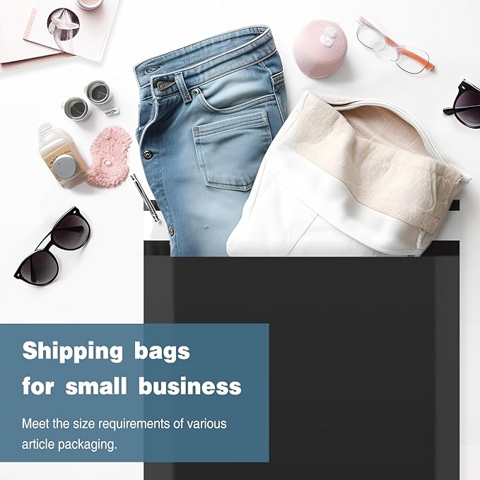 Famagic 200pcs Poly Mailers 10x13 Inch Shipping Bags Black Shipping Envelopes Self Seal Mailers Bags Waterproof and Tear-Proof Packaging Bags