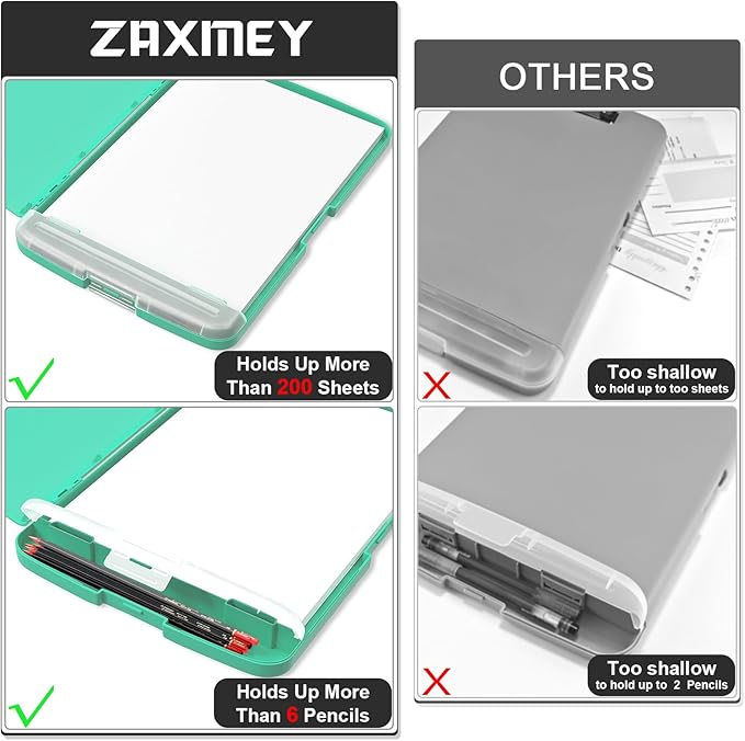 Plastic Clipboard with Storage, 8.5 x 11 Storage Organization Box Side-Opening, Heavy Duty Clip Board with Pen Holder and Paper Folder for Nurses, Teachers, Office & School Supply, Green