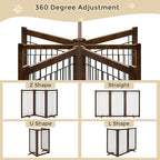Wire Dog Gate Solid Wood Frame, Anti-Chewing, 3-Panel, 36" Height, 60" Width, Indoor Freestanding Pet Gate Foldable Wooden Dog Fences for Stairs, House, Doorway, Walnut Color