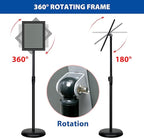 6Packs 8.5x11 Inch Adjustable Pedestal Poster Sign Stand, Heavy Duty Floor Standing Sign Holder Stand Aluminum Snap Open Frame for Vertical and Horizontal View Sign Displayed(Black)