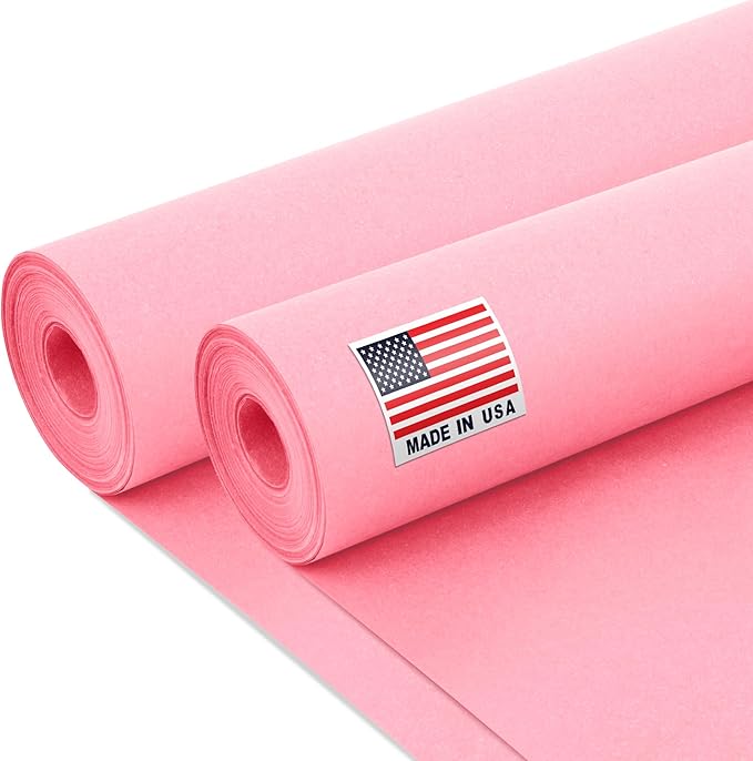 24" x 1200" (100 ft) Pink Kraft Paper Roll (Value Pack of 2), 45 lbs Thickness, Made in USA Colored Craft Paper for School, Bulletin Board - Odorless, Non-Toxic, Safe for Kids