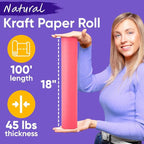 USA Made 18" x 1200" Pink Kraft Paper Roll, 45 lbs Thickness, American Quality Colored Kraft Paper for School, Poster Arts, Bulletin Board - Odorless, Non-Toxic, Safe for Kids