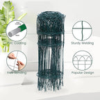 2 Rolls Green Garden Fence Border, 14 in x 40 ft Metal Folding Fence Wire Roll Garden Border Edging, Garden Fence Roll Flower Bed Fencing for Outdoor Yard
