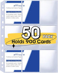 9 Pocket Card Sleeves, Holds 900 Cards, Trading Card Binder Sleeves, 3 Ring 9 Pocket Pages for Sports Cards, Coupons, Game Cards, 50 Pack