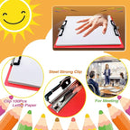 Aluminum Metal Clipboard Stainless Hangable Pen Holder Double Clip Board Size A4 9" x 12.6" for School Office Business Medical Professionals Workshop Factory (Red, A4-DoubleClip)