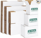 Eupako 30 Pack Small Shipping Boxes Assorted Sizes, White Corrugated Box Mailers, Cardboard Boxes for Packaging Small Business, Mailing, 5x5x5 & 6x6x6 & 8x6x6 10 PCS Each Small Boxes