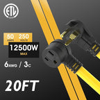 TOOLIOM 20FT Welder Extension Cord 6AWG 6-50P to 6-50R Power Extension Cord for Welding Machines with ETL Approved