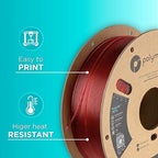 Polymaker PolyLite 3D Printer PETG Filament Translucent Red 1.75mm 1kg, Legacy PETG Formula, Reliable Everyday Filament, Strong Layer Bonding, Compatible with Most 3D Printers