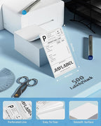 4x6 Thermal Shipping Label Paper for Direct Thermal Label Printer USPS UPS Address Mailing Stickers Big Packing Fanfold White 500 Labels/Stack,8 Stacks, Total 4000PCS