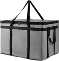 XXXL Insulated Food Delivery Bag - Reusable Thermal Cooler Grocery Bags for Catering & Delivery, Pizza Carrier for Events, Large Capacity Bag Keeps Food Hot/Cold for Shopping, Commercial (Gray, 1PK)