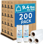 Rosmonde 200 Pack Bulk Plastic Wrap for Moving, 9.4 lbs Rolls, 18" x 1500 ft Shrink Wrap for Daily Bulk Wrapping, 80 Gauge Thick Pallet Wrap for Warehouse, Bulk Stretch Wrap Rolls for Moving & Storage