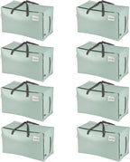 VENO 8 Pack Moving Bags and Large Christmas Decoration Storage Bins with lids. Alternative to Moving Boxes, Packing Supplies for College. Heavy Duty Totes (Shiny Light Green, 8 Pack)