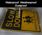 Joffreg Slow Down Pedestrian Traffic Sign,17 x12 Inches,Reflective Aluminum,UV Printed,Weather Resistant,Waterproof,Durable Ink,Easy to Mount,Outdoor Use(4 Pack)