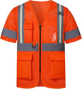 A-SAFETY Class 3 High Visibility Reflective Safety Vest – Orange Mesh, 6XL/7XL/8XL