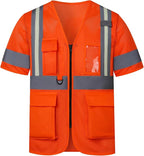A-SAFETY Class 3 High Visibility Reflective Safety Vest – Orange Mesh, 6XL/7XL/8XL