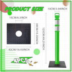 Kanayu 49 Inch Traffic Delineator Posts with 8.8 Lbs Rubber Base PE Delineator Post Portable Parking Pole Traffic Cone Barrier with Removable Base, Reflective Band(4 Packs,Green)