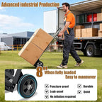 800 LB Dolly Cart with 8" Solid Rubber Wheels, Heavy Duty Folding Hand Truck Dolly with Bungee Cords, Compact Foldable Alloy Steel Design for Warehouses, Homes, Offices, and Small Business