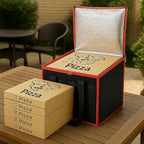 Bodaon Insulated Pizza Delivery Bag, 16" x 16" x 14" Pizza Warmer Bags for Carry Hot, Commercial Delivery Bag, Food Warmers for Parties, Pizza Pack Insulation, Pizza Carrier (Black-Red, 1Pk)