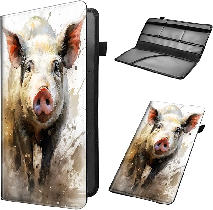 Car Registration and Insurance Holder, Leather Car Glove Box Organizer, Cool Car Accessories for ID, Driver's License Cards & Essential Document,business cards,Men&Women,Cute Pigss