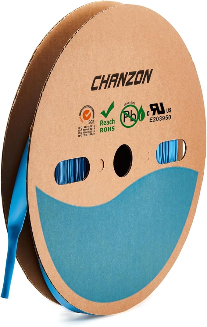 Chanzon 5/8" (16mm) Blue Heat Shrink Wrap Tubing, 2:1 Ratio - 80Ft Roll - Ideal for Adhesive Lined Shrink Applications 1pcs