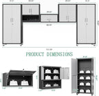 Metal Tool Cabinet,Garage Storage Cabinet System,Wall Cabinet & Locking Rolling Tool Cabinet with Doors and Adjustable Shelves,Steel Tool Cabinets for Home (5 Pcs-StyleA, Black & Grey)