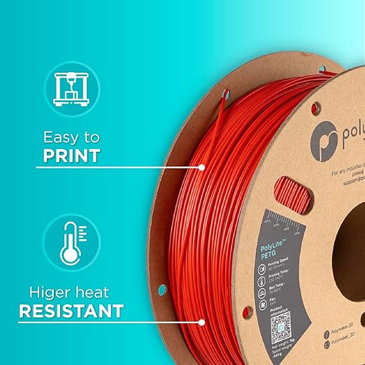 Polymaker PolyLite Red 3D Printer PETG Filament 1.75mm 1kg, Legacy PETG Formula, +- 0.03mm Dimensional Accuracy, Reliable Everyday Filament, Strong Layer Bonding, Compatible with Most 3D Printers