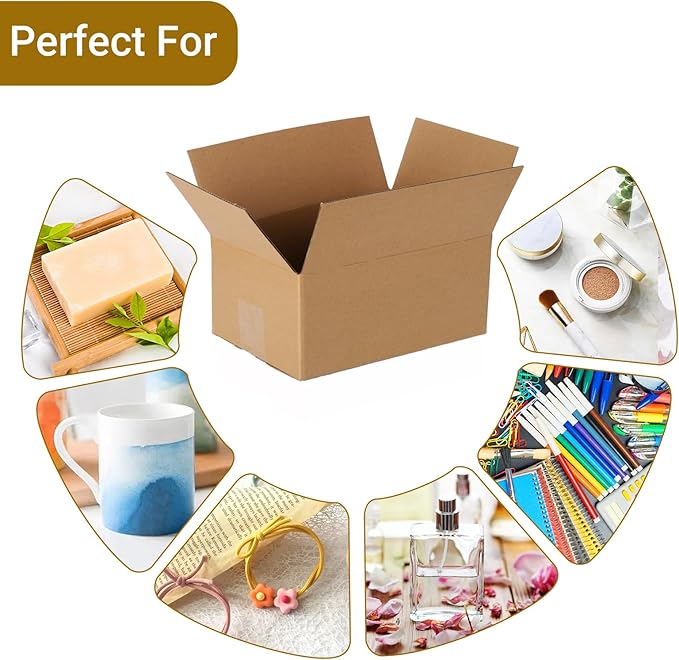25 pack Shipping Boxes 10x7x5 inch Cardboard Box Mailers, Kraft Corrugated Mailer Cardboard Shipping Mailers For Small Business, Mailing, Packing and Storage