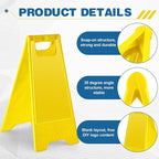 4 Pack 24 Inch Blank Floor Sign Yellow A-frame Foldable Caution Sign Write-On Double Sided Safety Warning for Pool Restaurant Restroom Office