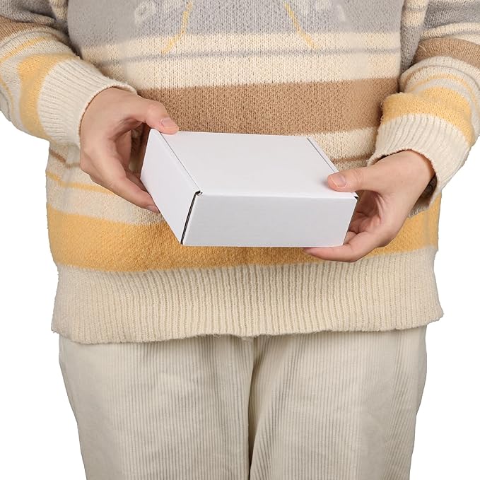 PHAREGE 6x4x2 Inch Shipping Boxes 50 Pack White, Tab Lock Tuck Top Mailer Boxes for Packaging Small Business, Cardboard Gift Boxes for Wrapping Mailing Present