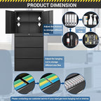 3 Drawers Lateral File Cabinet with Lockable Drawer and Door- Large Steel Filing Cabinet for Home Office Hanging Files Letter/Legal/F4/A4 Size