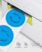 4 Inch Large Blue Circle Thermal Labels, Self-Adhesive Round Inventory Stickers, Multi-Purpose Round Roll Thermal Printing Stickers for Business and Domestic Use-300 Labels/Roll