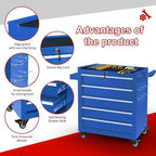 5-Drawer Tool Chest with Wheels & Drawers, Toolbox Organizer Storage for Garage, Suitable for Moving/Gift/Daily Use(Blue)