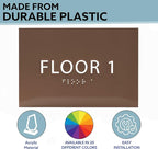 6" X4" Floor 1 Sign - ADA Compliant Tactile Graphics Grade 2 Braille Text | Wall Mount Plastic Directional Assistance, Floor Number Sign for Office, Schools, Hospitals, Apartments