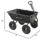 Gorilla Carts Heavy-Duty Poly Yard Dump Cart, 6 Cu Ft Tub, 1200 lb Haul Capacity, Black – Towable Utility Wagon with Quick-Release Dumping & Pneumatic Tires for Landscaping and Gardening