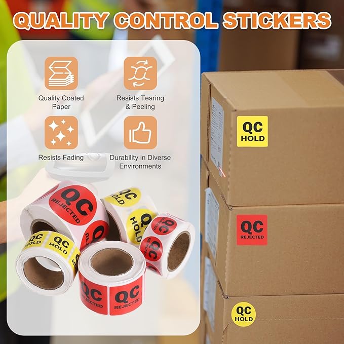 PATIKIL 360 Pcs 1 Roll QC Hold Labels, 2 Inch Circle Inventory Control Adhesive Round Labels Food Service Quality Control Stickers for Warehouse Management Inspection, Yellow