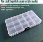 4 Pcs 15 Grids Clear Organizer Box Plastic Storage Container with Adjustable Dividers for Electronics Jewelry Beads Art DIY Crafts Fishing Small Parts