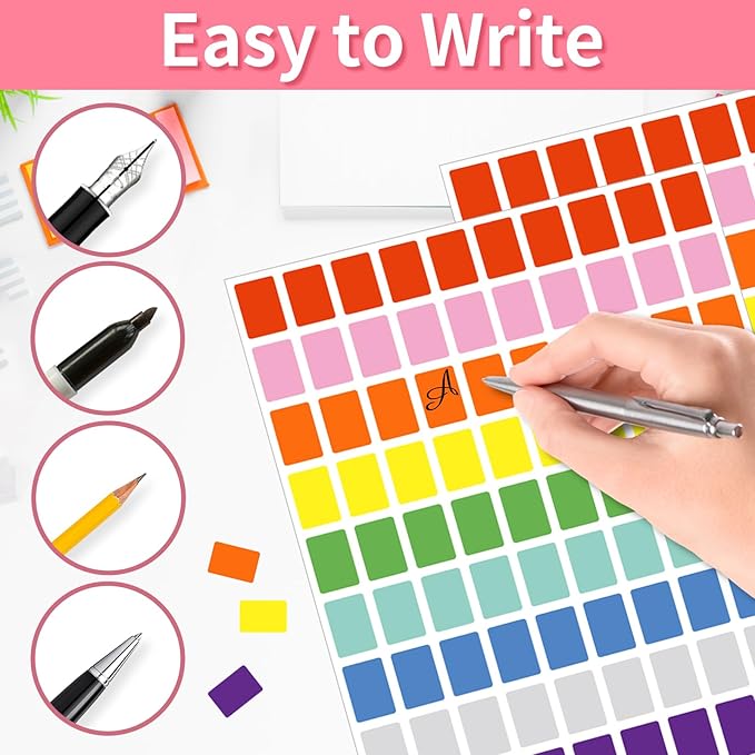 Starboling Color Coding Labels,3000 PCS 1/2" x 3/4" 10 Colors Rectangular Colored Labels Stickers,for Garage Sale,Price Tags,File Folder Tabs,and Classroom Organization