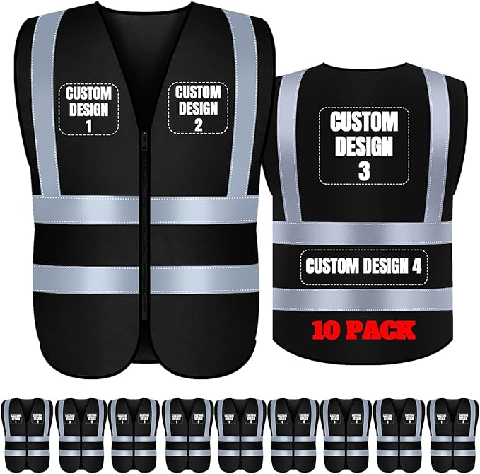 BeautyWill Custom Safety Vest Customized Logo Class 2 High Visibility Reflective Vest with Pockets Construction workwear