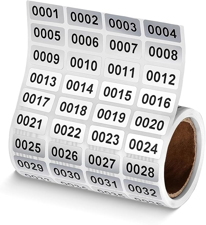 1-2000 Inventory Stickers, Waterproof Self-Adhesive Vinyl Number Stickers, Number Labels for Storage, Organization, Classroom, Indoor & Outdoor Use(0.39 x 0.78 Inch)